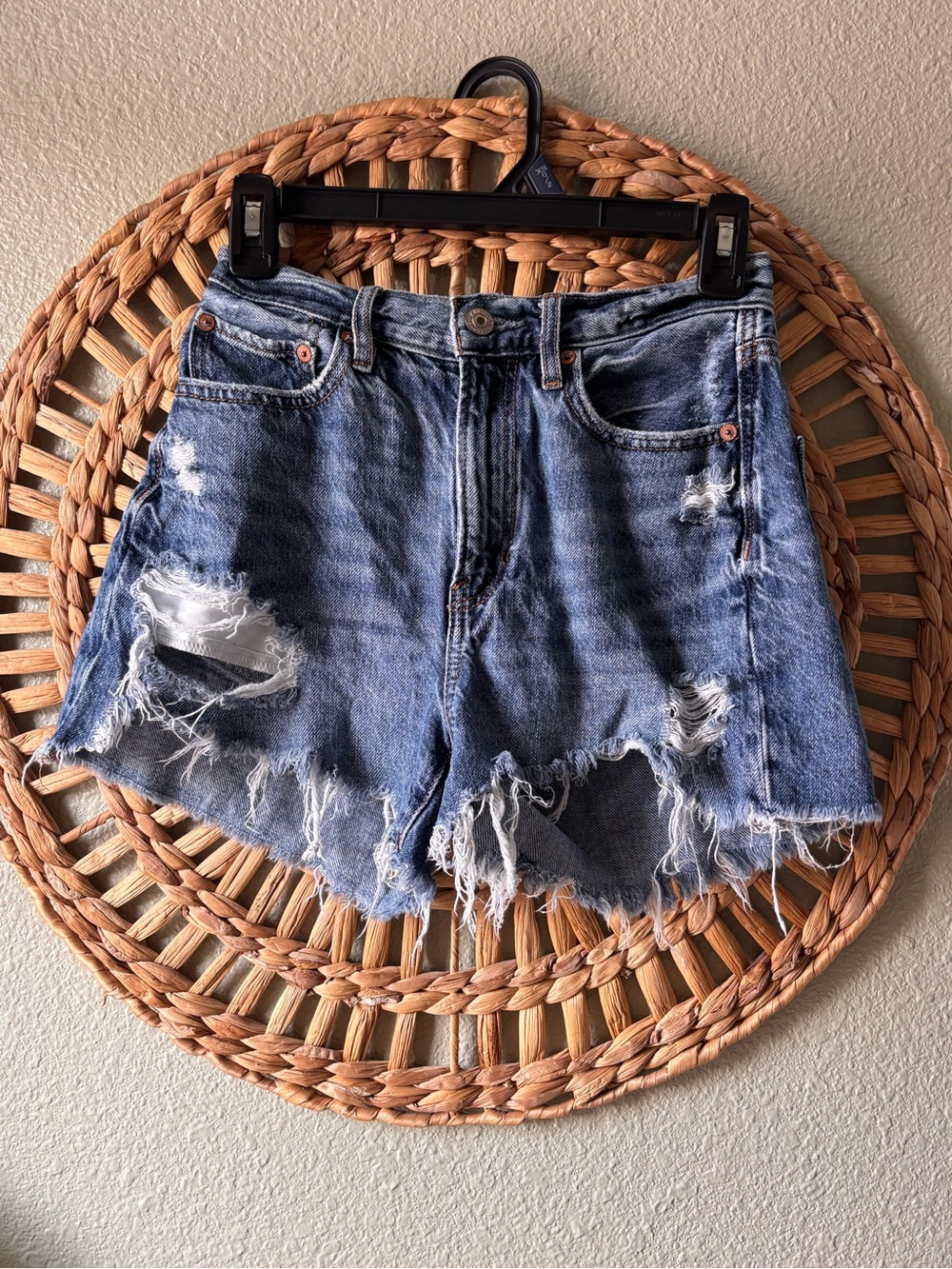 American Eagle Outfitters Distressed Blue Denim Cutoff Shorts